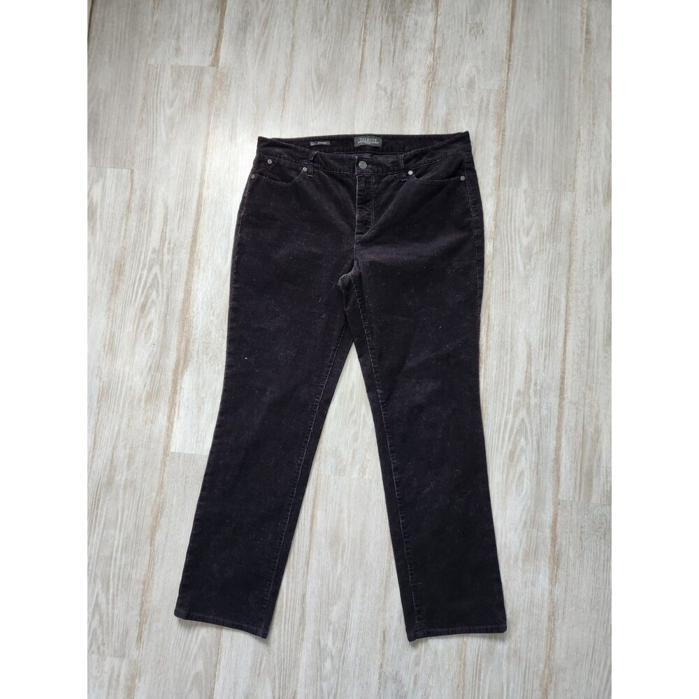 Talbots Flawless Five Pocket Petites Corduroy Pants Straight Leg Black Sz 12 EUC
